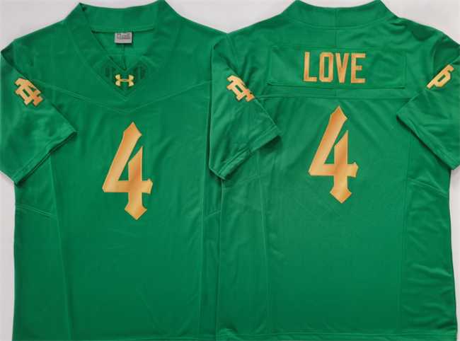 Men%27s Notre Dame Fighting Irish #4 Jeremiyah Love Green 2025 F.U.S.E. Limited Stitched Jersey